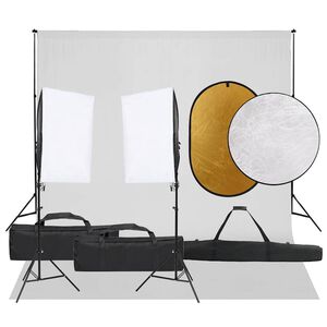 vidaXL Kit de studio photo avec &eacute;clairage toile de fond et r&eacute;flecteur