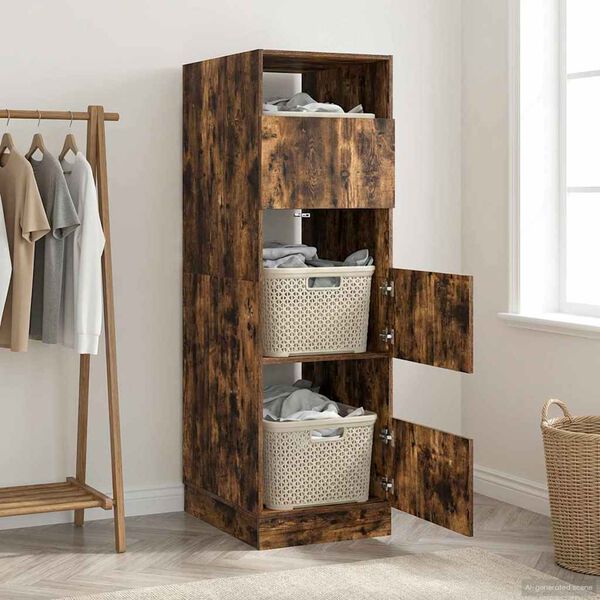 vidaXL Armoire &agrave; Laver Ch&ecirc;ne fum&eacute; 50 x 68 x 162 cm Bois d'ing&eacute;nierie