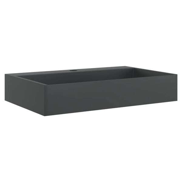 vidaXL Vasque 60x38x11 cm fonte minérale/marbre noir mat