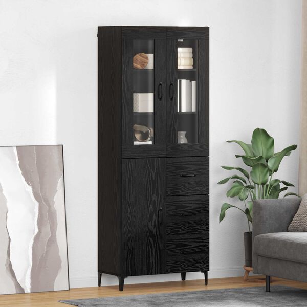 vidaXL Haut Armoire Ch&ecirc;ne noir 69,5 x 34 x 180 cm Bois d'ing&eacute;nierie