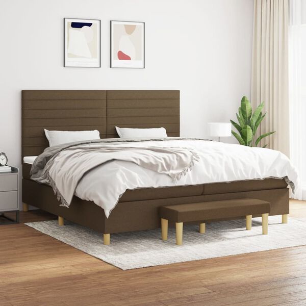 vidaXL Sommier &agrave; lattes de lit avec matelas Marron fonc&eacute; 200x200 cm