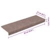 vidaXL Tapis d'escalier autocollants 5 pi&egrave;ces 65 x 21 x 4 cm marron clair Bord rectangulaire