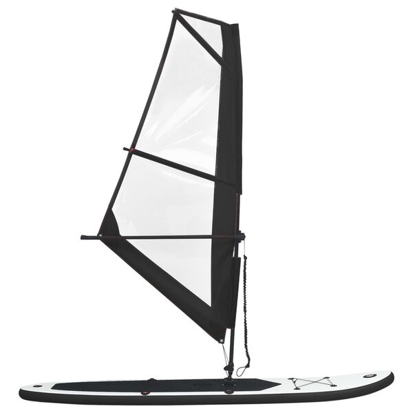vidaXL Ensemble de planche SUP gonflable avec voile Noir et blanc