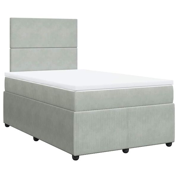 vidaXL Sommier &agrave; lattes de lit et matelas Gris clair 120x200cm Velours