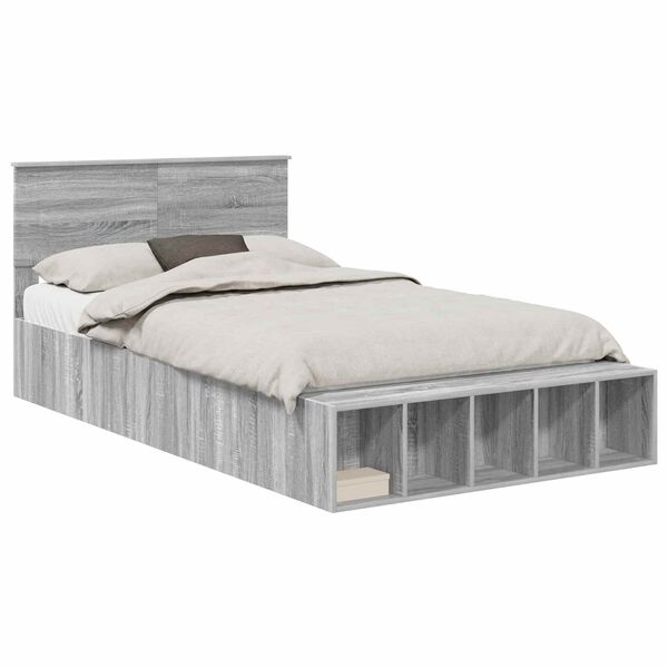 vidaXL Cadre de lit Gris Sonoma 120 x 190 cm Bois d'ing&eacute;nierie