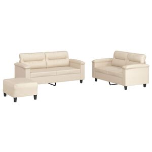 vidaXL Ensemble de canap&eacute;s 3 pcs avec coussins beige tissu microfibre
