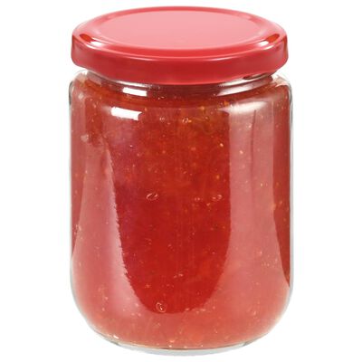 vidaXL Pots à confiture avec couvercle rouge 96 pcs Verre 230 ml