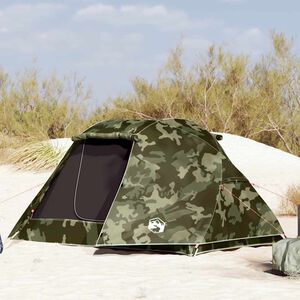 vidaXL Tente de p&ecirc;che 3 personnes camouflage imperm&eacute;able