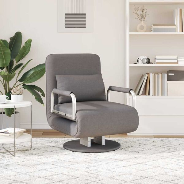 vidaXL Fauteuil pivotant et canap&eacute;-lit gris fonc&eacute; tissu