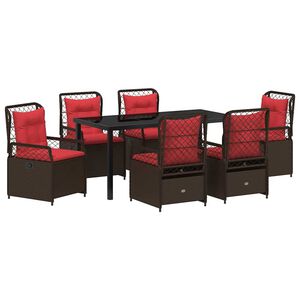 vidaXL Ensemble de salle &agrave; manger pour jardin 7 pcs Marron polyrotin