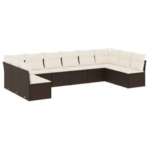 vidaXL Salon de jardin 10 pcs avec coussins marron r&eacute;sine tress&eacute;e