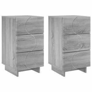 vidaXL Table de chevet 2 pi&egrave;ces Gris sonoma 33,5 x 34,5 x 60 cm