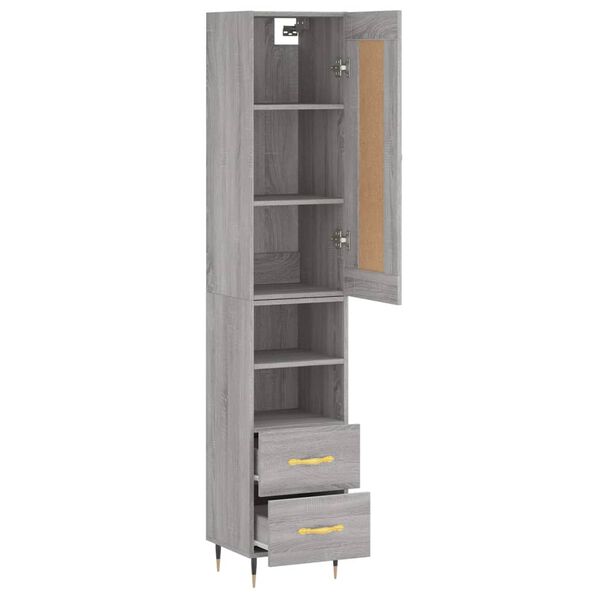 vidaXL Buffet haut Sonoma gris 34,5x34x180 cm Bois d'ing&eacute;nierie