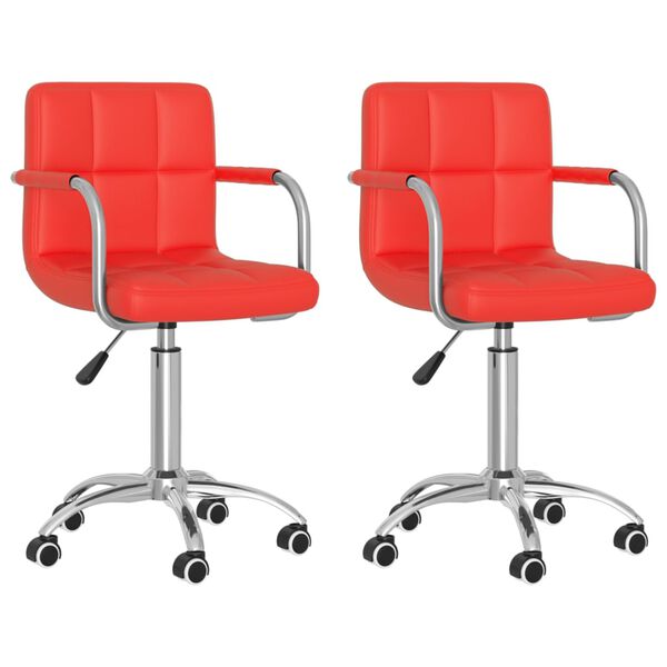 vidaXL Chaises &agrave; manger pivotantes lot de 2 rouge similicuir