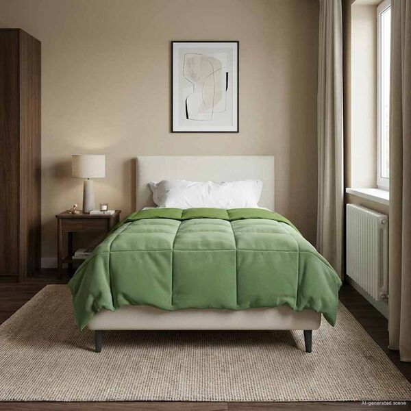vidaXL Duvet complet toute l'ann&eacute;e Vert 140 x 220 cm Microfibre