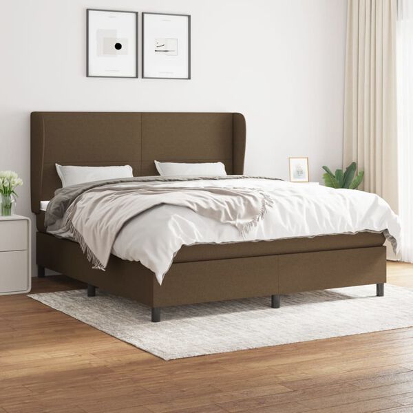 vidaXL Sommier &agrave; lattes de lit avec matelas Marron fonc&eacute; 160x200 cm