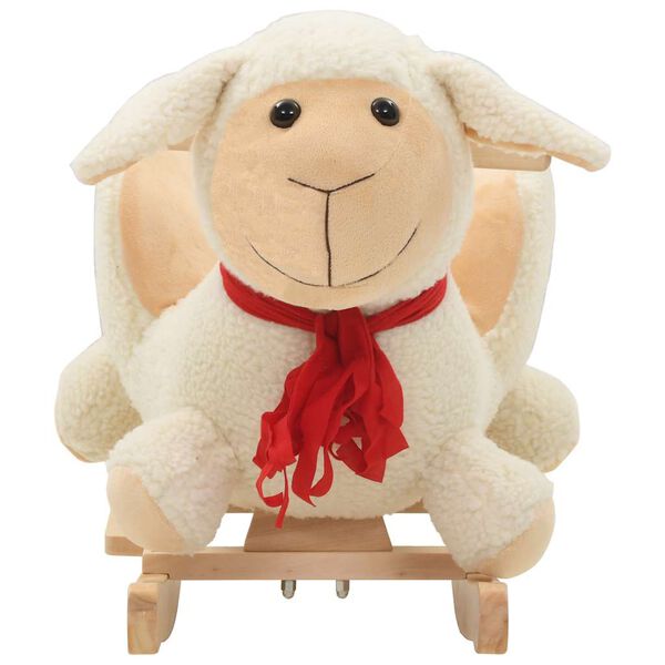 vidaXL Mouton &agrave; bascule avec dossier Peluche 60x32x50 cm Blanc