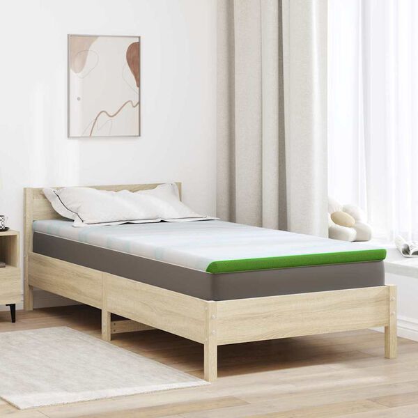 vidaXL Surmatelas Blanc et vert 120 x 200 cm Tissu Jacquard