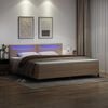 vidaXL Lit &agrave; ressorts avec matelas Cappuccino 200 x 200 cm Simili cuir