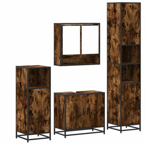 vidaXL Ensemble meubles salle de bain 4 pcs ch&ecirc;ne fum&eacute; bois ing&eacute;nierie