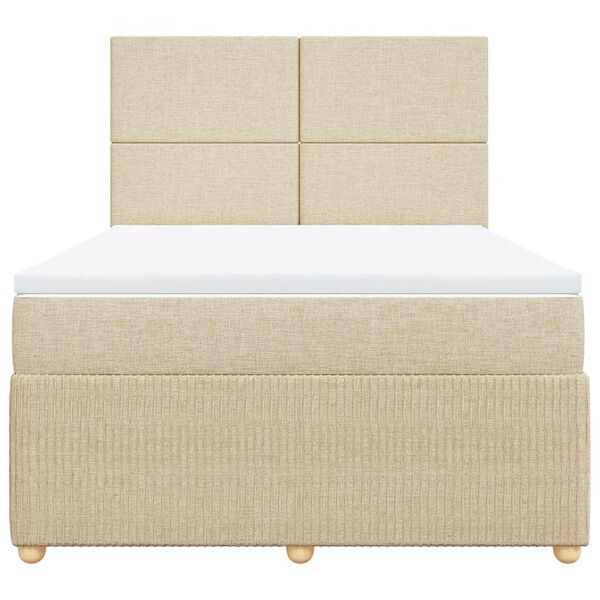 vidaXL Sommier &agrave; lattes de lit avec matelas Cr&egrave;me 140x190 cm Tissu