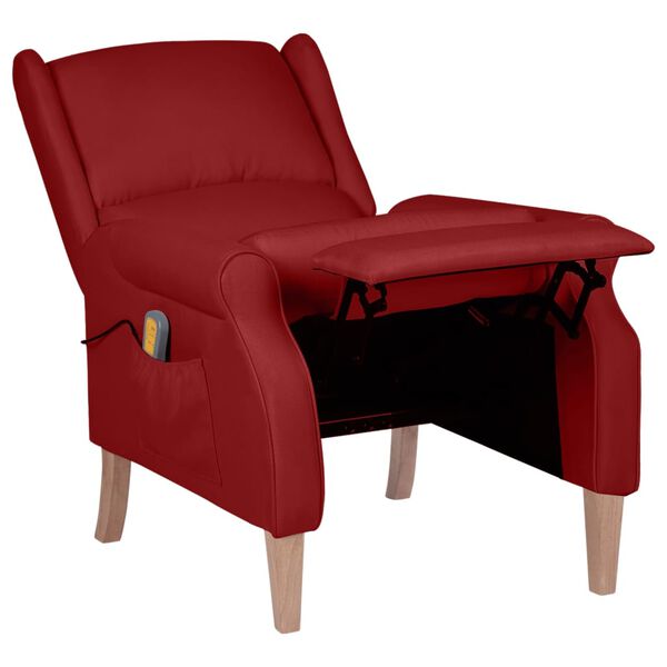 vidaXL Fauteuil de massage inclinable Rouge bordeaux Tissu