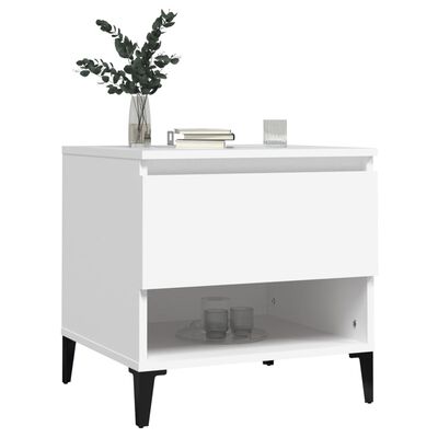 vidaXL Table d'appoint Blanc 50x46x50 cm Bois d’ingénierie
