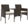 vidaXL Canapé de jardin 2 places avec table et tabourets marron rotin