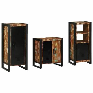 vidaXL Ensemble de mobilier de salle de bain 3 pc Multicolore et noir