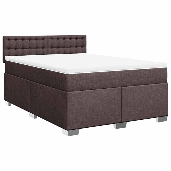 vidaXL Sommier &agrave; lattes de lit avec matelas Marron fonc&eacute; 140x190 cm