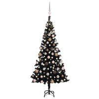 vidaXL Arbre de Noël artificiel pré-éclairé et boules noir 120 cm PVC