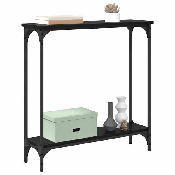 vidaXL Table console Ch&ecirc;ne noir 75 x 22,5 x 75 cm Bois d'ing&eacute;nierie
