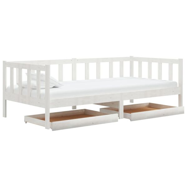 vidaXL Lit de jour sans matelas avec tiroirs 90x200 cm blanc