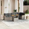 vidaXL Salon de jardin avec coussins 7 pcs gris r&eacute;sine tress&eacute;e