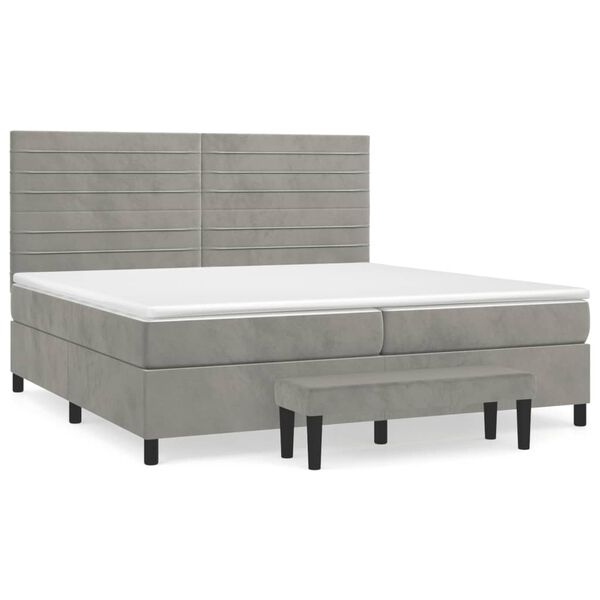 vidaXL Sommier &agrave; lattes de lit et matelas Gris clair 200x200cm Velours