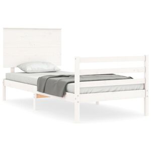 vidaXL Cadre de lit sans matelas blanc 100x200 cm bois massif