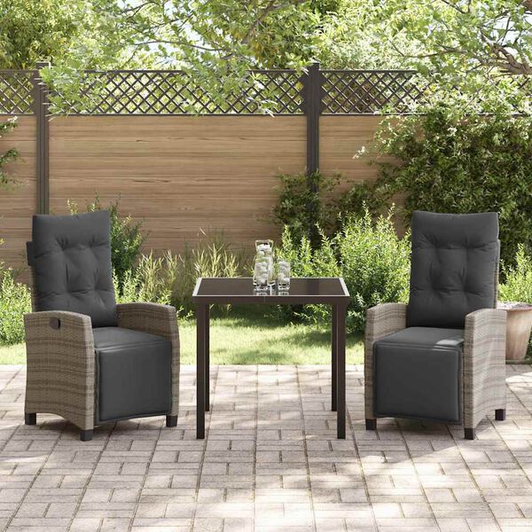 vidaXL Ensemble de salle &agrave; manger pour jardin 3 pcs Gris polyrotin