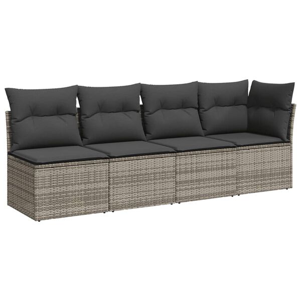 vidaXL Salon de jardin 11 pcs avec coussins gris r&eacute;sine tress&eacute;e