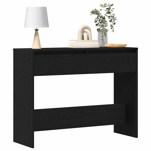 vidaXL Table console Ch&ecirc;ne noir 100 x 35 x 76,5 cm Bois d'ing&eacute;nierie