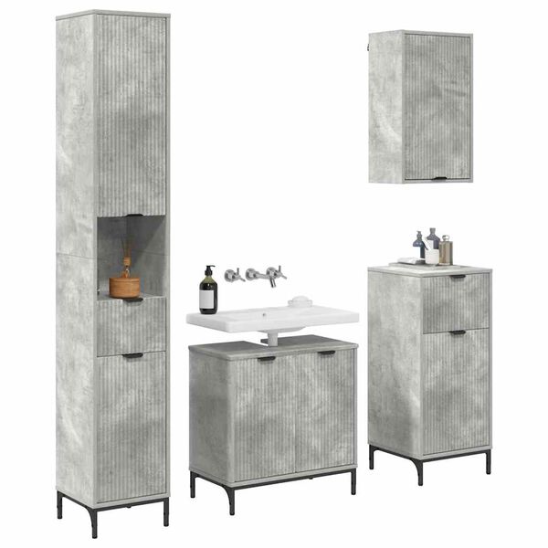vidaXL Ensemble de mobilier de salle de bain avec tiroir Gris b&eacute;ton