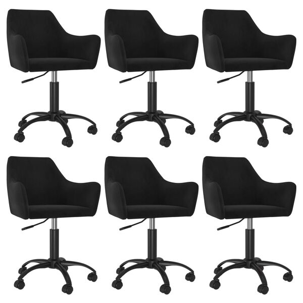 vidaXL Chaises pivotantes &agrave; manger lot de 6 Noir Velours