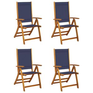 vidaXL Chaises pliables de jardin lot de 4 bois d'acacia et textil&egrave;ne