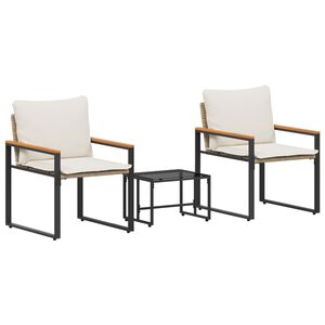 vidaXL Ensembles de meubles 3 pcs Beige et blanc cr&egrave;me Rotin