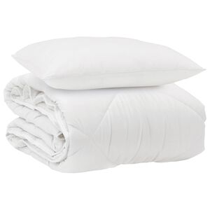 vidaXL Duvet toutes saisons avec oreiller 2 pcs Blanc Microfibre