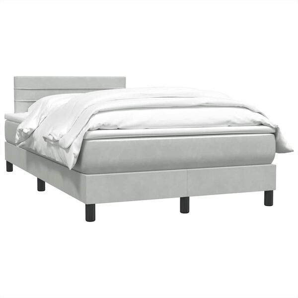 vidaXL Sommier &agrave; lattes de lit et matelas gris clair 120x220cm velours