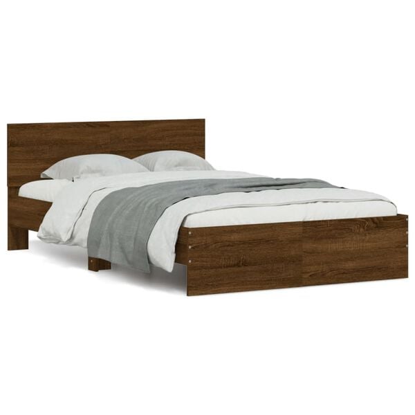 vidaXL Cadre de lit sans matelas ch&ecirc;ne marron 135x190 cm