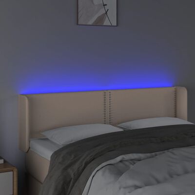 vidaXL Tête de lit à LED Cappuccino 147x16x78/88 cm Similicuir