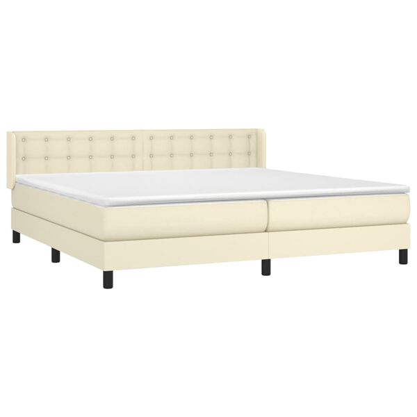 vidaXL Sommier &agrave; lattes de lit avec matelas Cr&egrave;me 200x200cm Similicuir