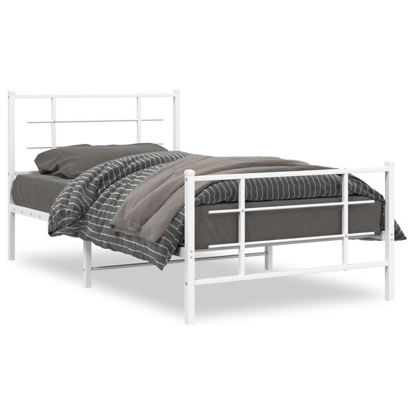 vidaXL Cadre de lit métal sans matelas et pied de lit blanc 100x200 cm
