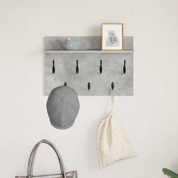vidaXL Porte-manteau mural avec &eacute;tag&egrave;re Gris b&eacute;ton 60 x 40 x 12 cm